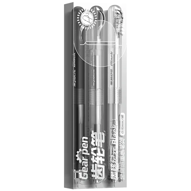 Two-tone gear pen, click-style gel pen, cyberpunk style, suitable for school and office. A little surprise gift