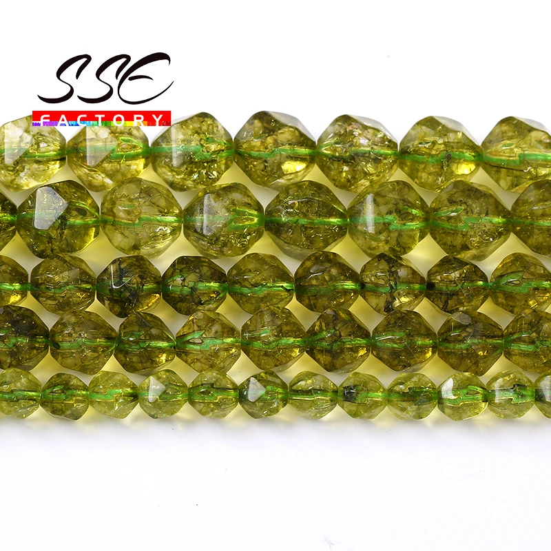 A+ Faceted Green Peridot Crystal Quartz Beads Natural Stone Loose Beads For Jewelry Making DIY Bracelet Accessories 6 8 10mm 15