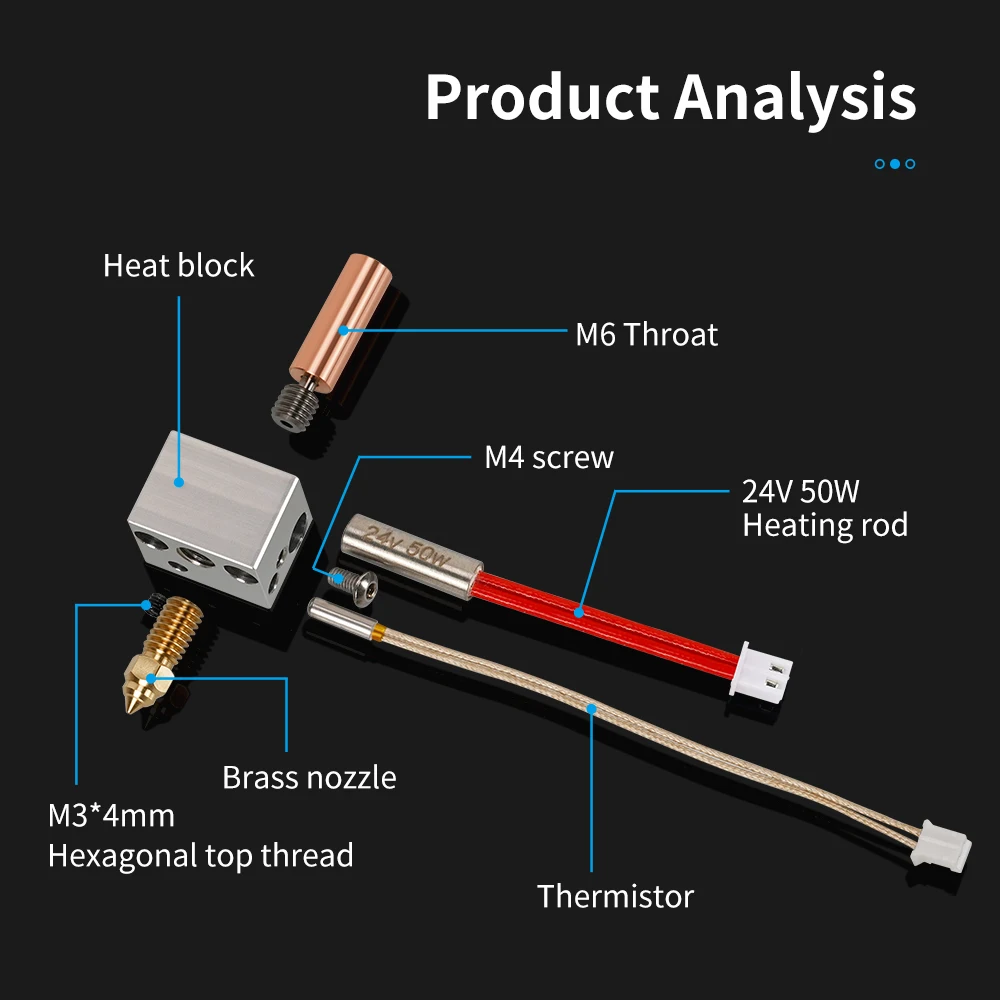 Hotend Kit For Elegoo Neptune 4 3D Printer Part Bimetal Heatbreak Heat Block Heater Thermistor For Neptune 4 Pro Print Head