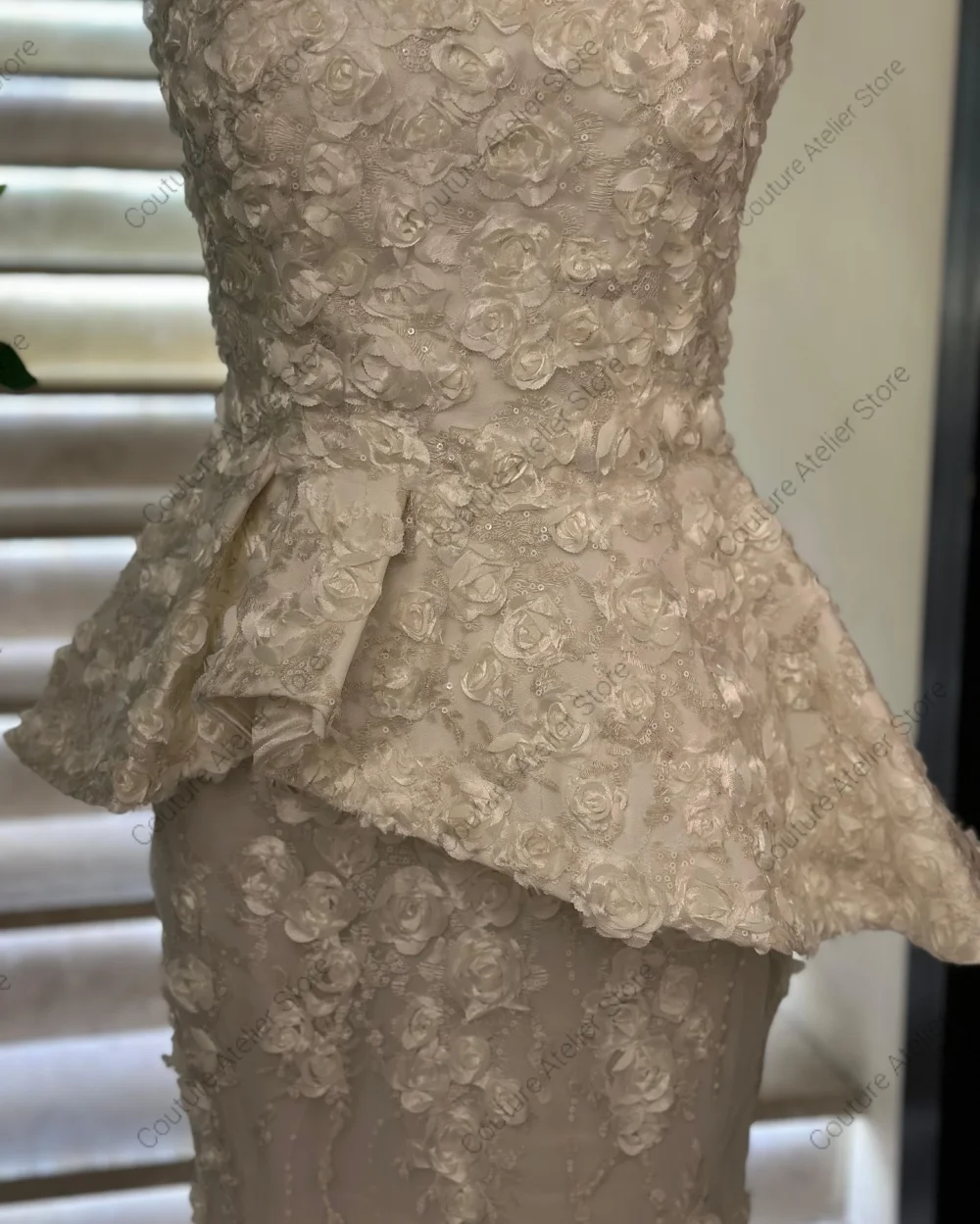 Ivory Lace Flower Sweetheart Illusion Dubai Evening Dresses  Wedding Dresses  فساتين سهرة 2025 Formal Dress Customized