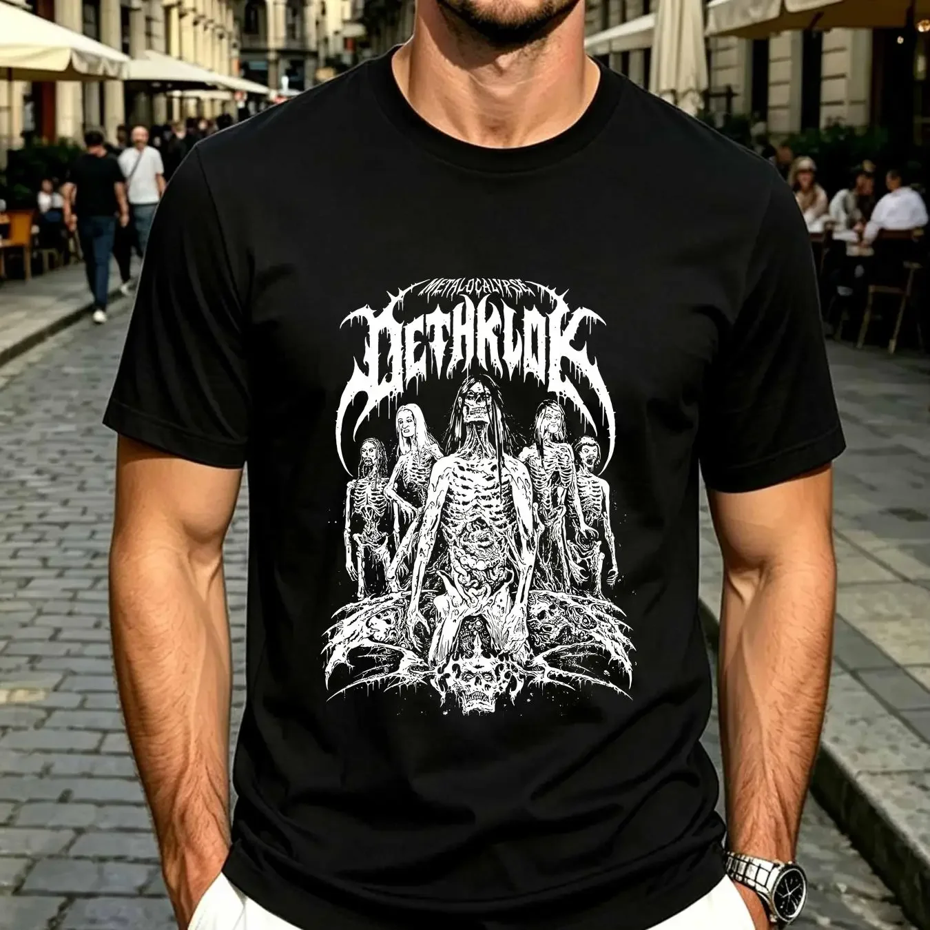 washed T Shirt Metalocalypse Dethklok 100 Cotton Sizes DTH 09900 long or short sleeves vintage Washed Top For Everyday Wear