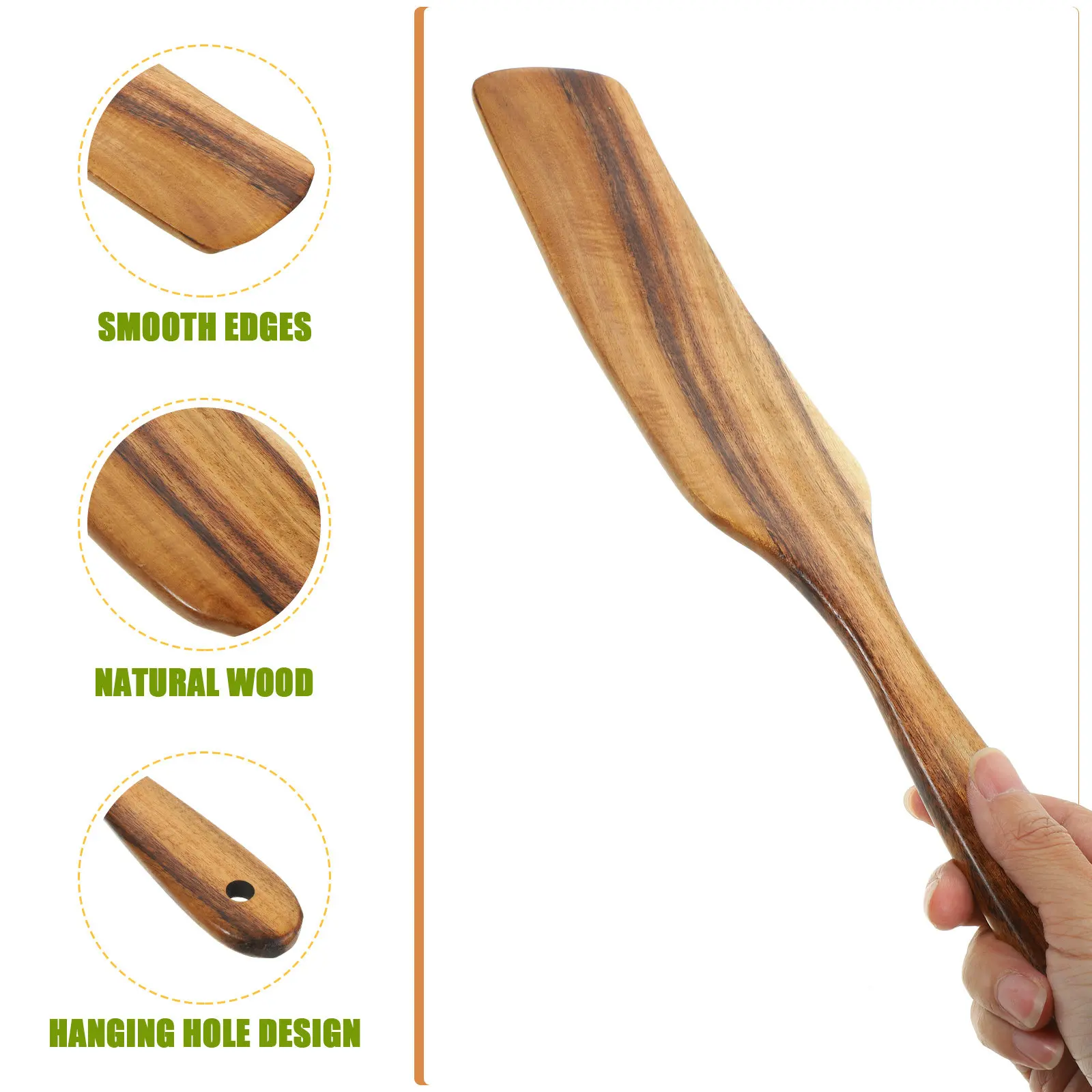 Long Handled Wooden Cooking Spatula Heat Resistant Kitchen Non Stick Cooking Tool Multifunction Wooden Turner Wood Turner