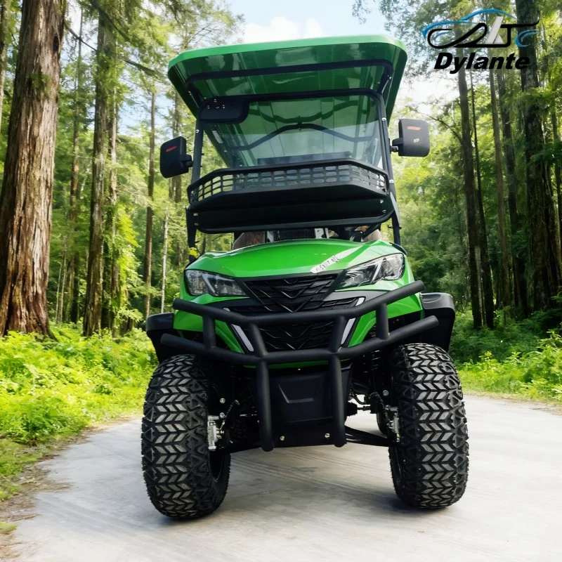 

Low Price High-Power 2 Seater Electric Golf Cart 60V/72V Golf Cart Black Upholstered Seat Golf Bag Straps And Basket