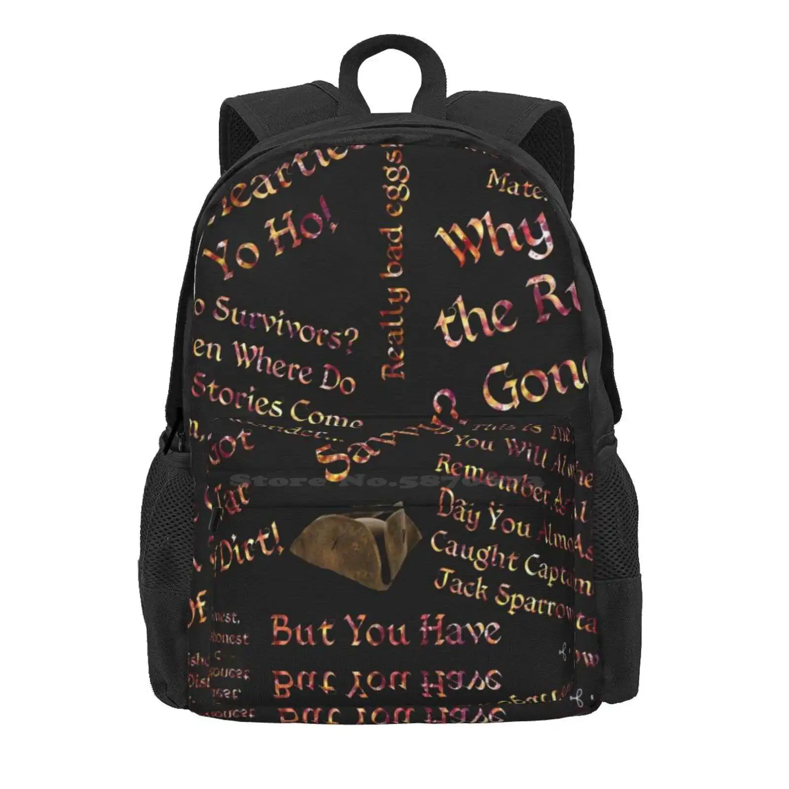 Captain Jack Hot Sale Schoolbag Backpack Fashion Bags Captain Jack Arrr Yo Ho Treasure Hunter Ship Port Royal Quotes Fan Art image 2