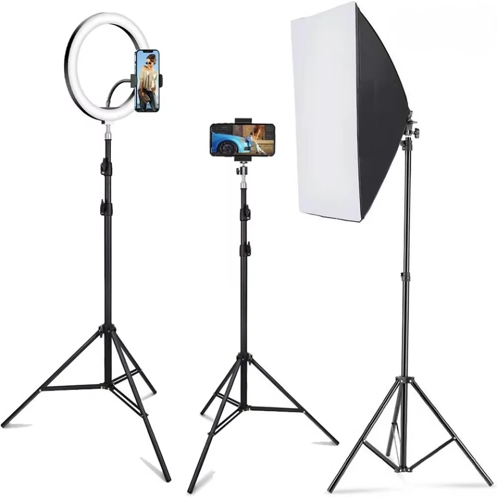 Photographic Metal 50/120/165cm Lighting Stand Fill Light Stand Tripod Suit For Ring Light With 1/4 Screw Lamp Softbox Ringlight