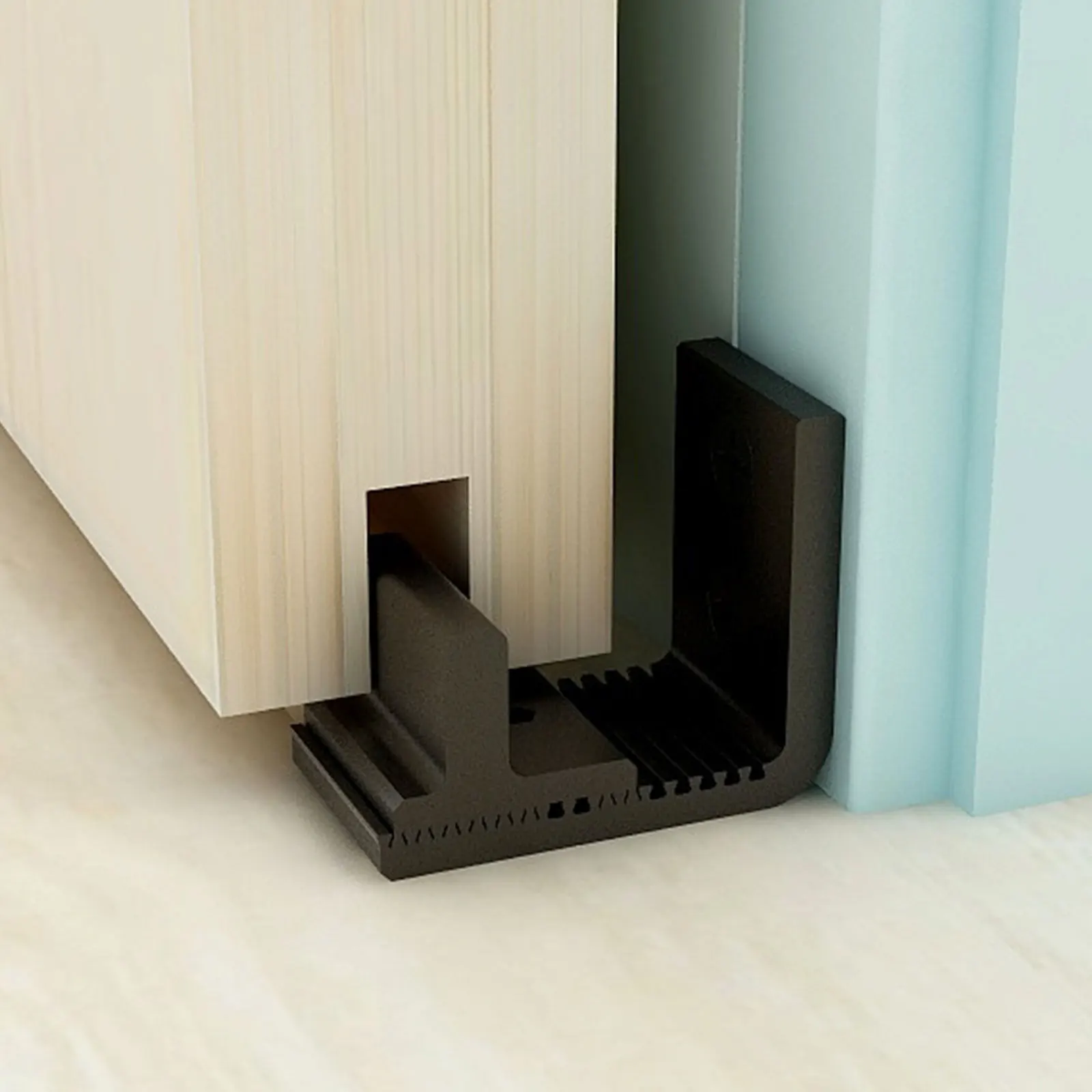 1PC ブラック加熱式フロアガイド バーンドアハードウェア フロアガイド 穴あけ不要