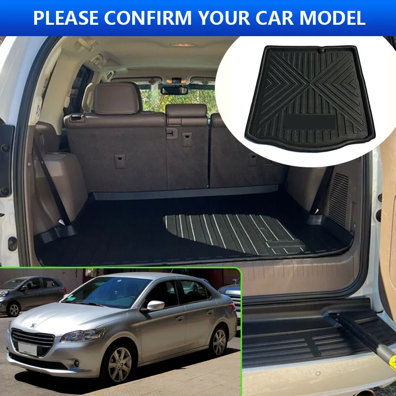 For Peugeot 301 Citroen C-Elysee 2012~2023 2017 2018 2019 Car Rear Trunk Protector Pads Waterproof Anti-Fouling Mats Accessories