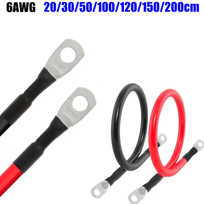 

Мягкий силиконовый электрический провод 6AWG, соединительный кабель для аккумулятора с клеммами SC M8 M10 M6 для автомобильного инвертора, разъем для аккумулятора ИБП