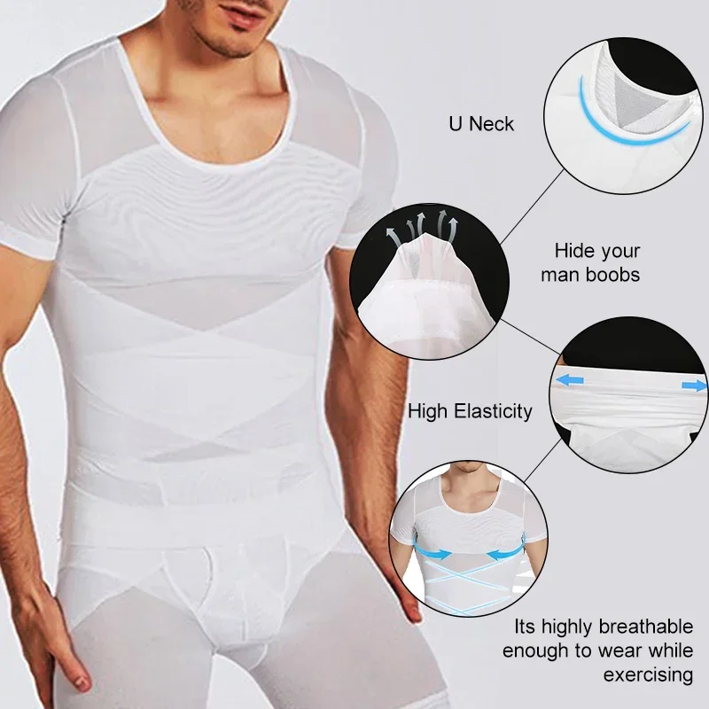 MrifDila Compression Shaper Short Sleeve Men Shaper Short Sleeve Tummy Control Shapewear Under Compress Shaper Men Short Sleeve