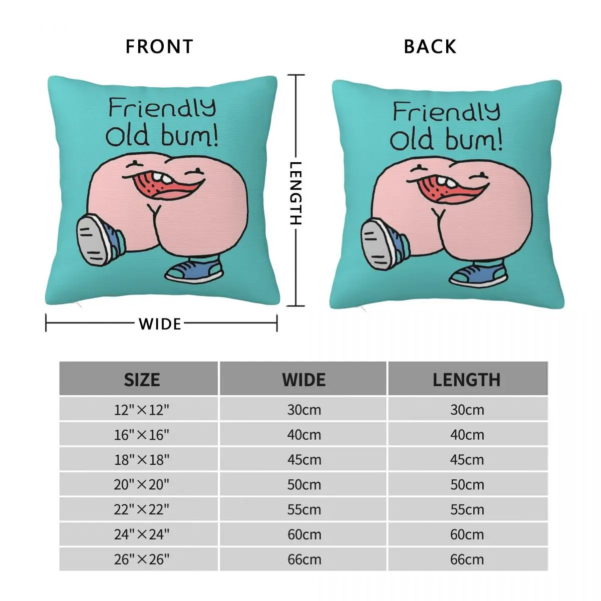 Willy Bum Bum Friendly Old Bum Square Pillowcase Polyester Linen Velvet Pattern Decorative Throw Pillow Case Bed Cushion Cover