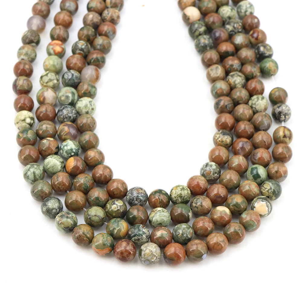 4/6/8/10MM Green Rainforest Beads Natural Stones Loose Spacer Crystal Agate Round Beads for Jewelry Making DIY Bracelet Necklace