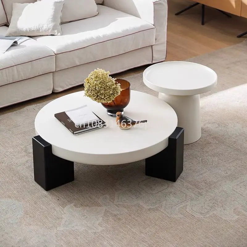 Cream Advanced Simple Round Coffee Table Modern Light Luxury Living Room Home Designer Combination Furniture