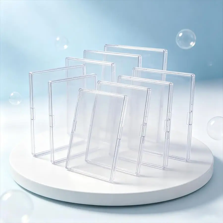 Étui à cartes en acrylique transparent, supports photo de table, cadre d'affichage pour cartes photo, cartes à collectionner, décoration de bureau XJM, 3 à 20 pièces