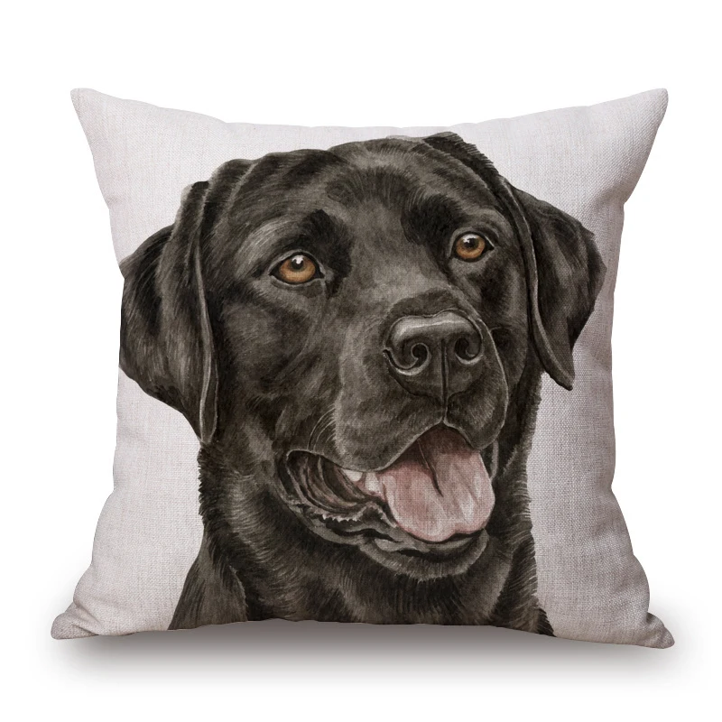 Hand Painting Dog Posters Cushion Cover Greyhound Bull Terrier Labrador Animals Portrait Pillowcase Decorative Pillows For Sofa
