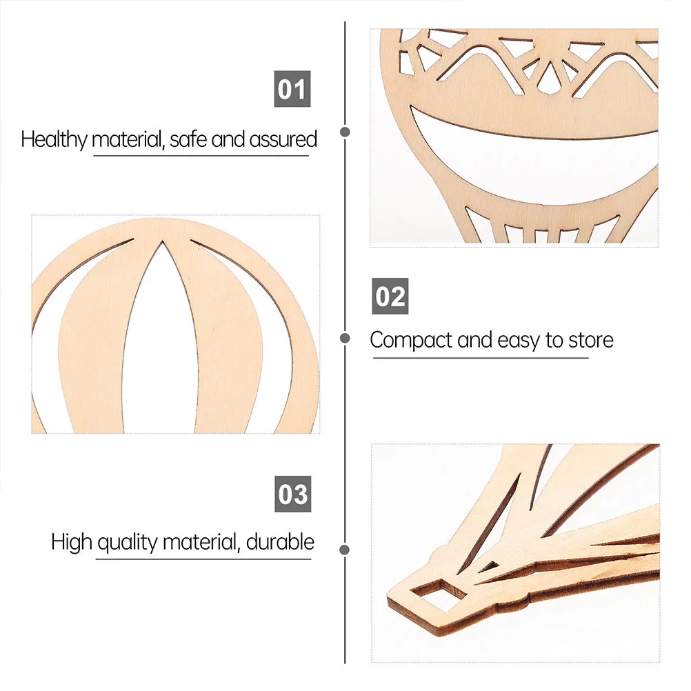 

24pcs Hot Air Balloon Wood Slices Blank Diy Chips For Craft Ornament Wall Hanging Home Decor Garden Bedroom Wooden Tags