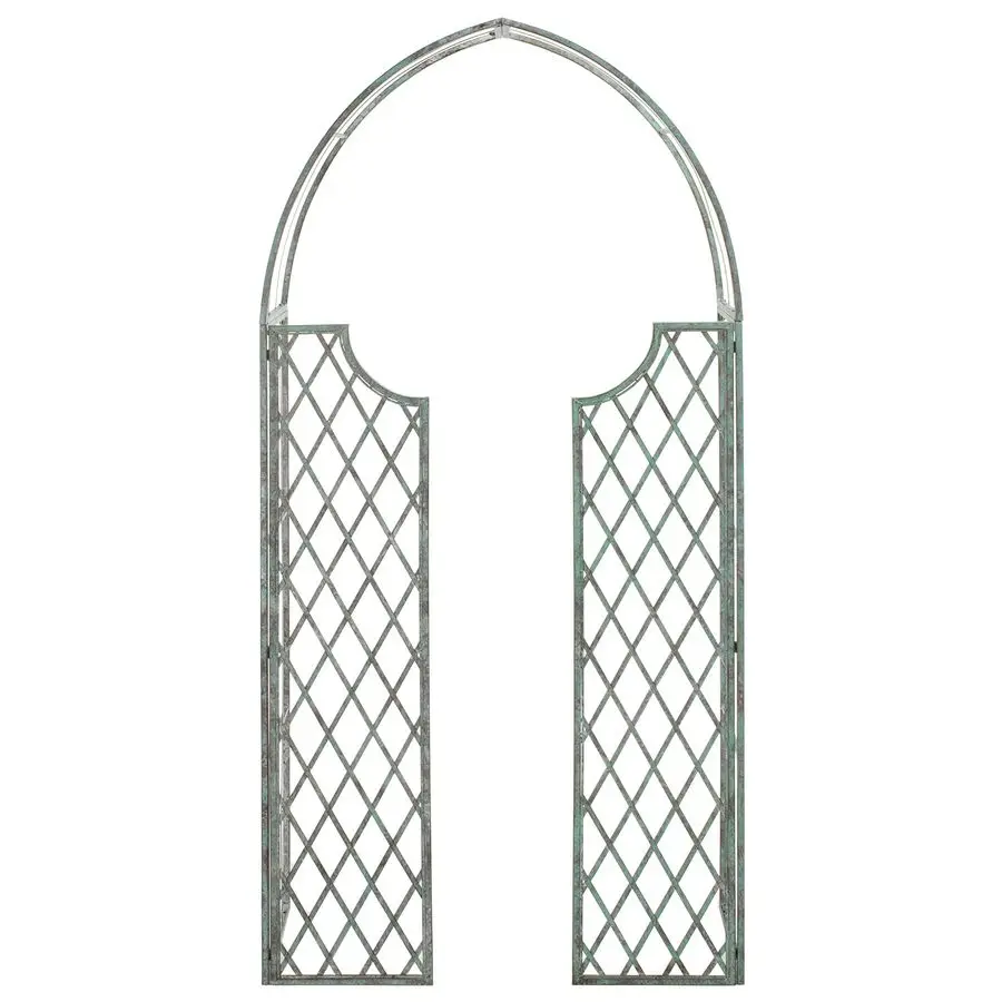 

Коллекция уличной мебели для патио Jaida: Антикварная темно-зеленая железная садовая беседка, металлическая входная беседка с дверцей, с порошковым покрытием, классическая.