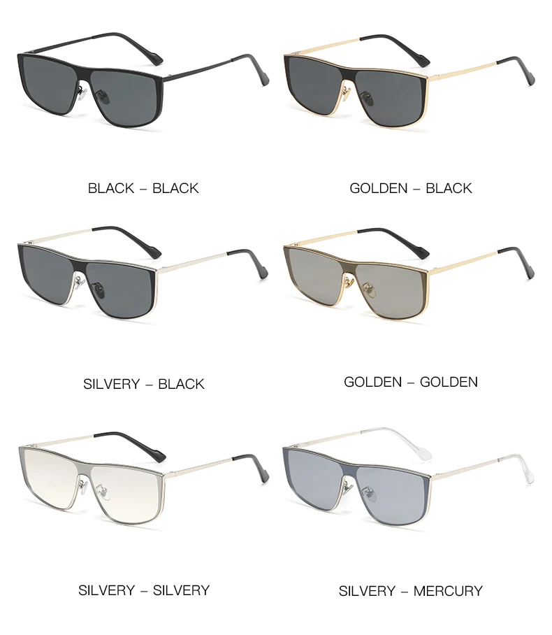 Einteilige Sonnenbrille mit Metallrahmen, modische und hochwertige Sonnenbrille für quadratische und runde Gesichter für Damen und Herren 2507 – Detail 7