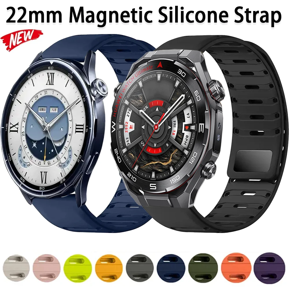 22mm Silikonarmband für Xiaomi 5 S5 S4 S3 S2 Magnetisches Armband Huawei Watch Ultimate 2 GT Runner 2 Amazfit Active Max Gurt