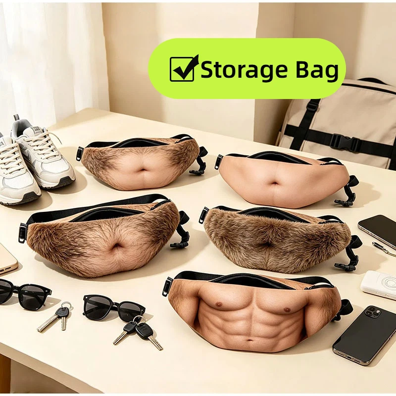 Invisible Beer Belly Waist Bag -3D Imitation Real Fake Belly Waist Bag Hidden Storage Bag For Outdoor Travel Home Storage Bag