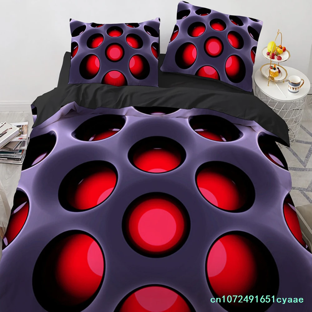 3D Honeycomb King Queen Duvet Cover Solid Geometry Bedding Set For Teens Adult Psychedelic Abstract 2/3pcs Polyester Quilt Cover