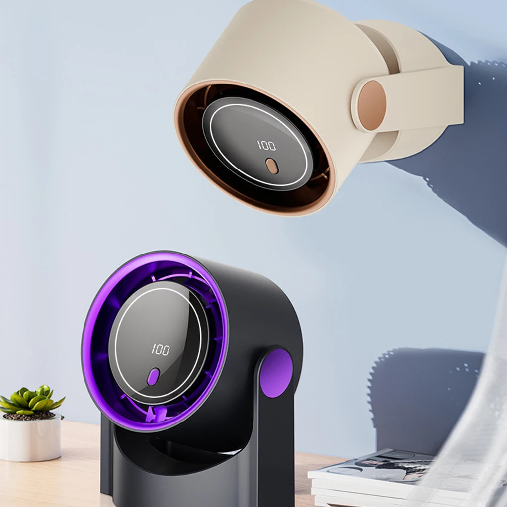 

2025 100-уровневый безлопастной вентилятор, портативный небольшой USB-зарядный бесшумный настольный цифровой дисплей, высокоскоростной циркулирующий охлаждающий вентилятор