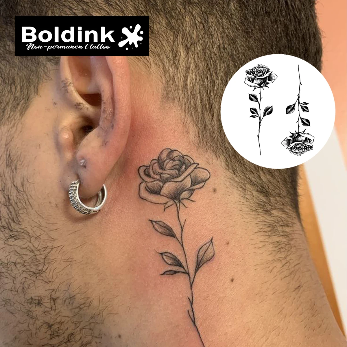 ملصقات وشم Boldink Romantic Rose - سحر عصير الأعشاب، آخر 2-3 أسابيع. آمنة على نباتية، مقاومة للماء وغير مؤلمة.