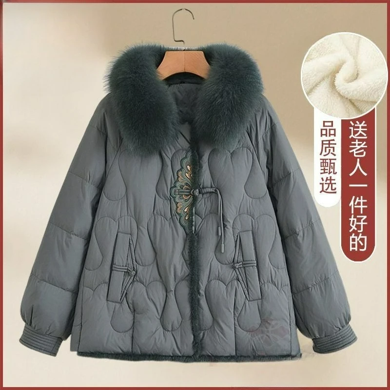 2025 الشتاء المرأة سترة معطف مبطّن بالقطن الكورية نمط منتصف طول منتصف العمر وكبار السن أمي سميكة موضة جاكيت TS474 #5