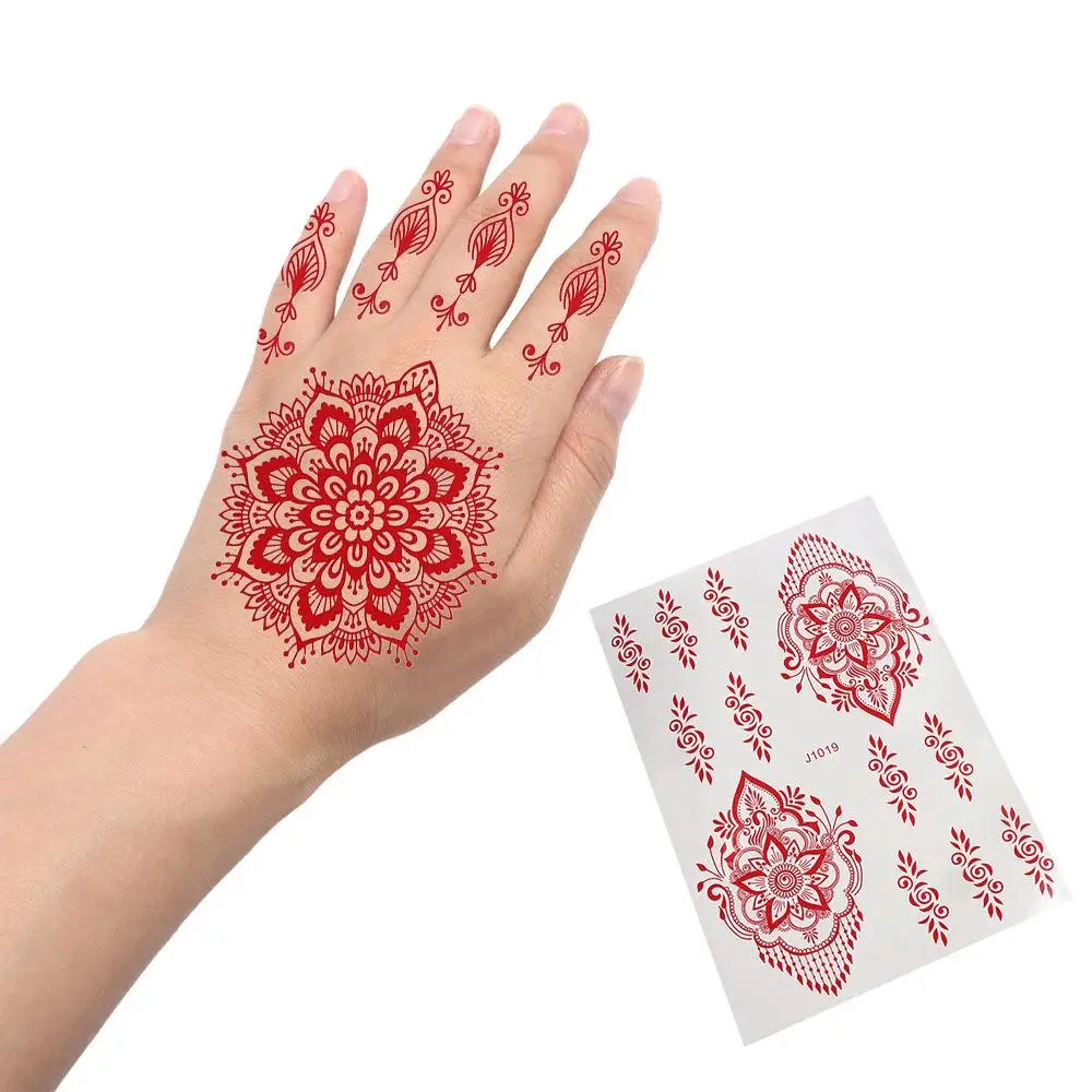 Legs Arm Brown Mehndi Stickers Wedding Temporary Henna Tattoo Stickers Water Transfer Body Art Sticker for Women