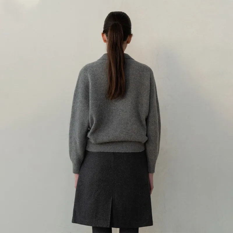 

Women's Collar Knitted Sweater Pure Color Woolen Spring 2025 Vintage Sle Long Sve Slim Fit Comfortable Top