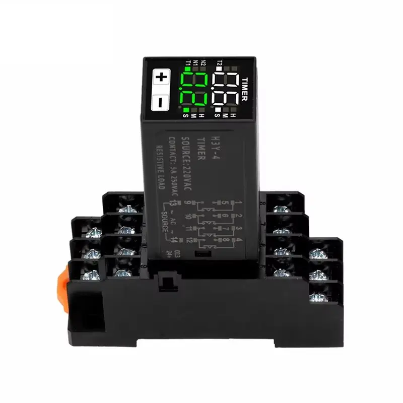 AB11-6X H3Y-4 AC220V Liquid Crystal Time Relay Dual Time With Base Small Digital Display Cycle Time Control Delayer