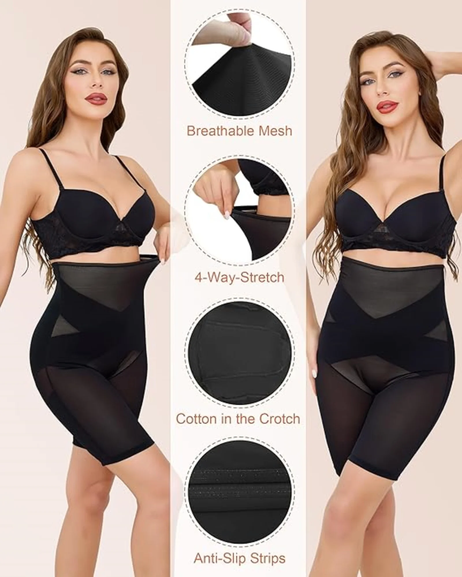 كلسون للتحكم في البطن، شورت عالي الخصر لشكل الجسم للنساء، سروال تشكيل الجسم أنحل الفخذ تحت الفستان S-3XL #6