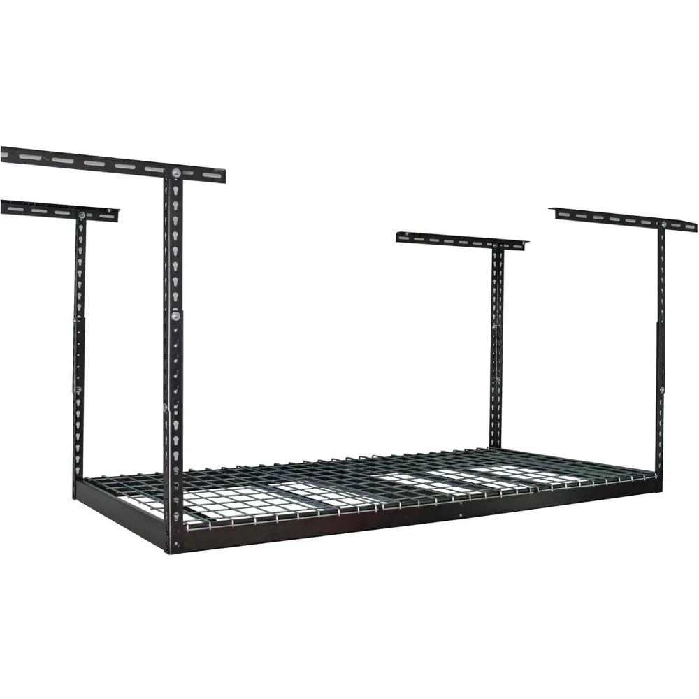 天井収納ラック - 耐荷重400ポンド、調節可能な棚、天井取り付け式 3x6 ハンマートーン (18-33)