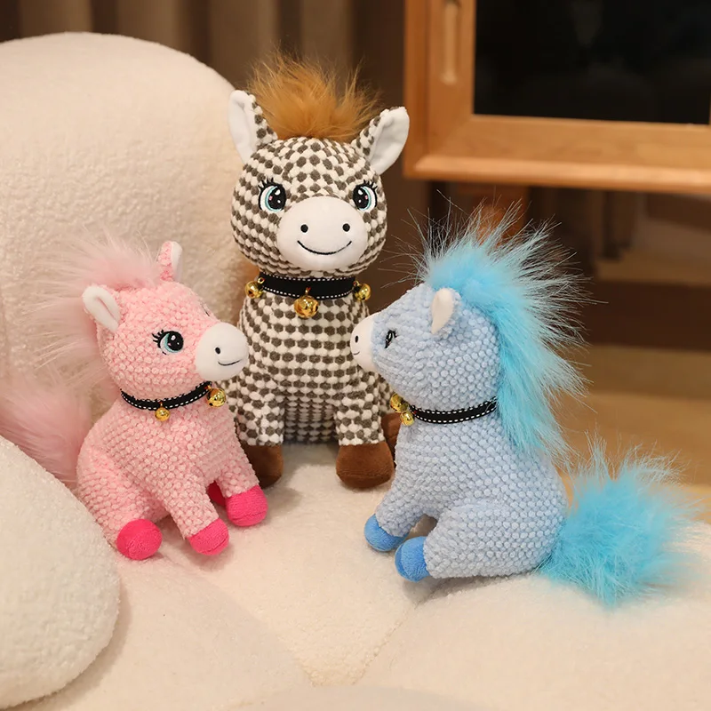 Jouet en peluche cheval cloche pour nouvel an 22/30cm, pendentif cheval du zodiaque 2026, ornements, décoration de maison et de voiture, cadeau d'anniversaire et de noël