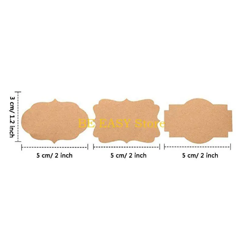 E28F 300pcs Jar Glass Bottle Adhesive Labels Blank Natural Kraft Sealing Sticke
