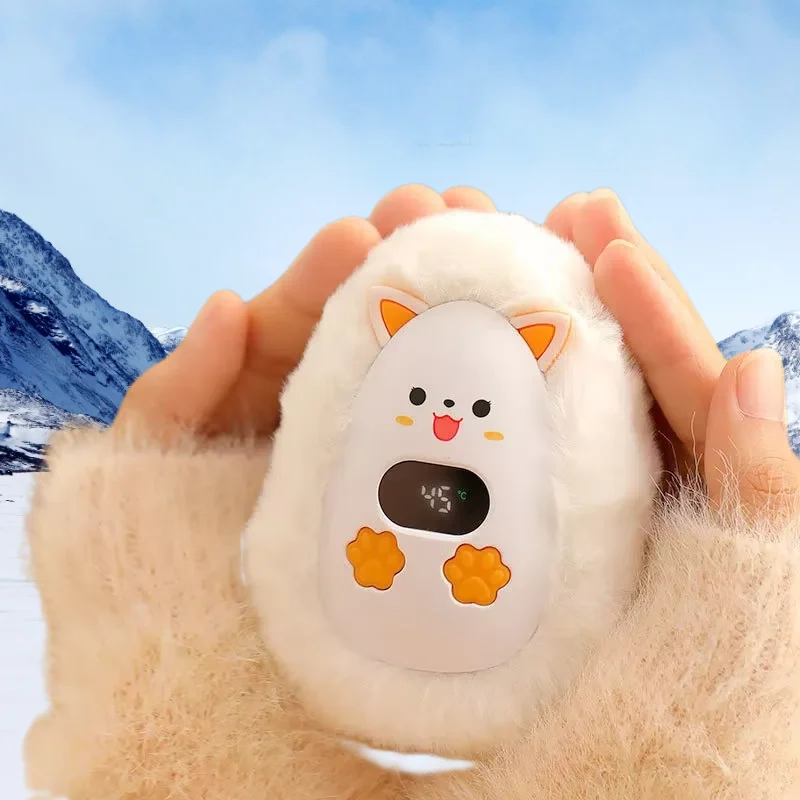 

Cartoon Plush Hand Warmer Mini Portable Digital Display Temperature Adjustable Long Lasting Warmth Winter Hand Warmer