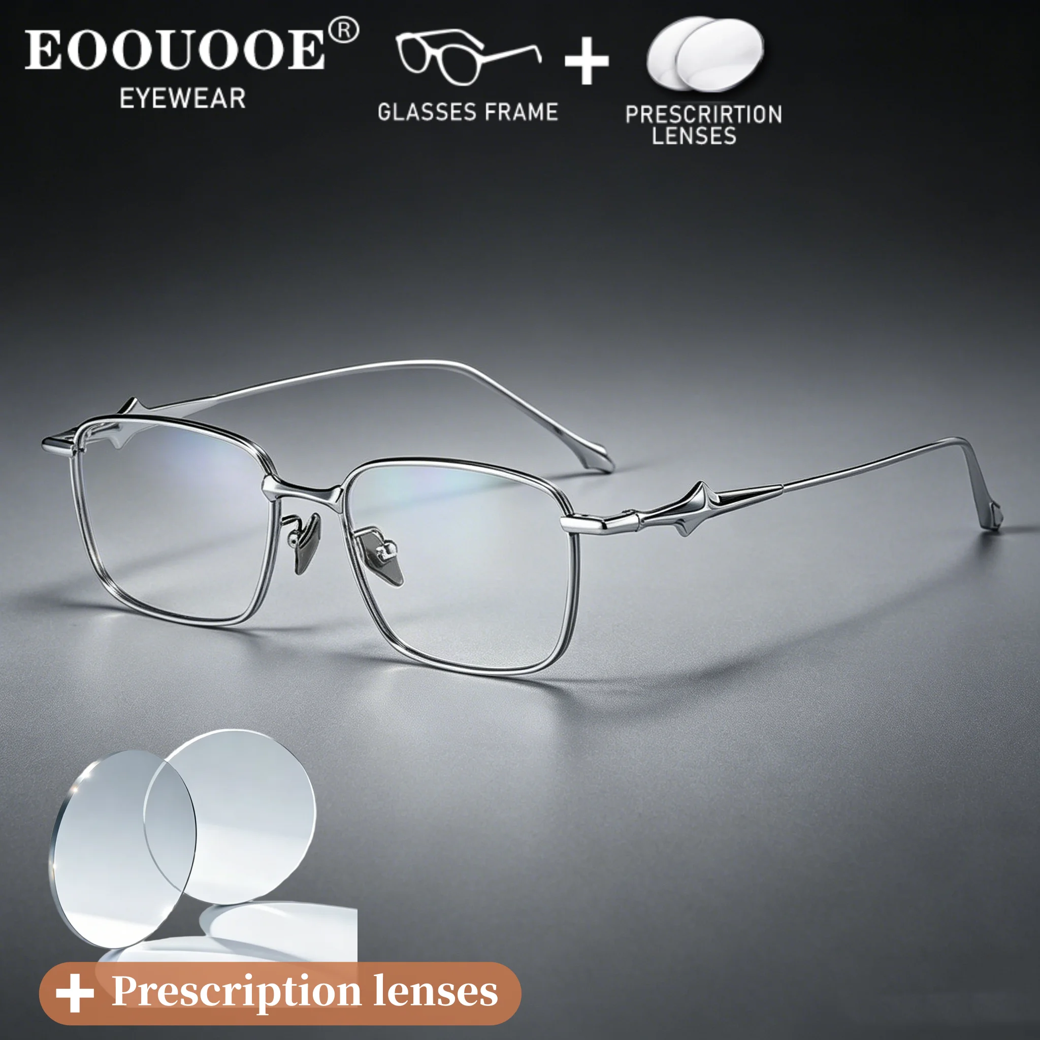 Fashion Star Design Square Glasses Pure Titanium Men Women Popular Trend prescription Glasses Myopia Photochromic Lenses