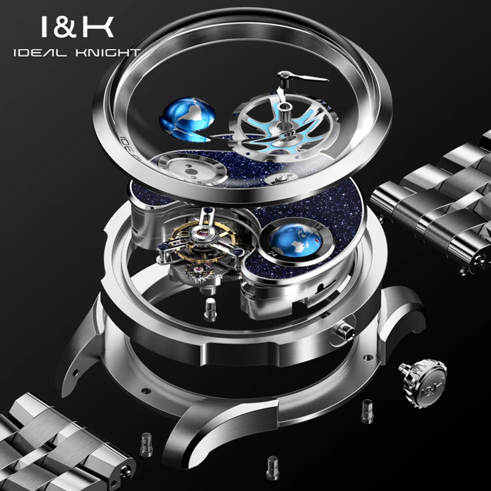 Ideal Knight Limited Edition Top Tier Men Watch Multi Time Zone Display Automatic Mechanical Watch 316L Precision Steel Strip