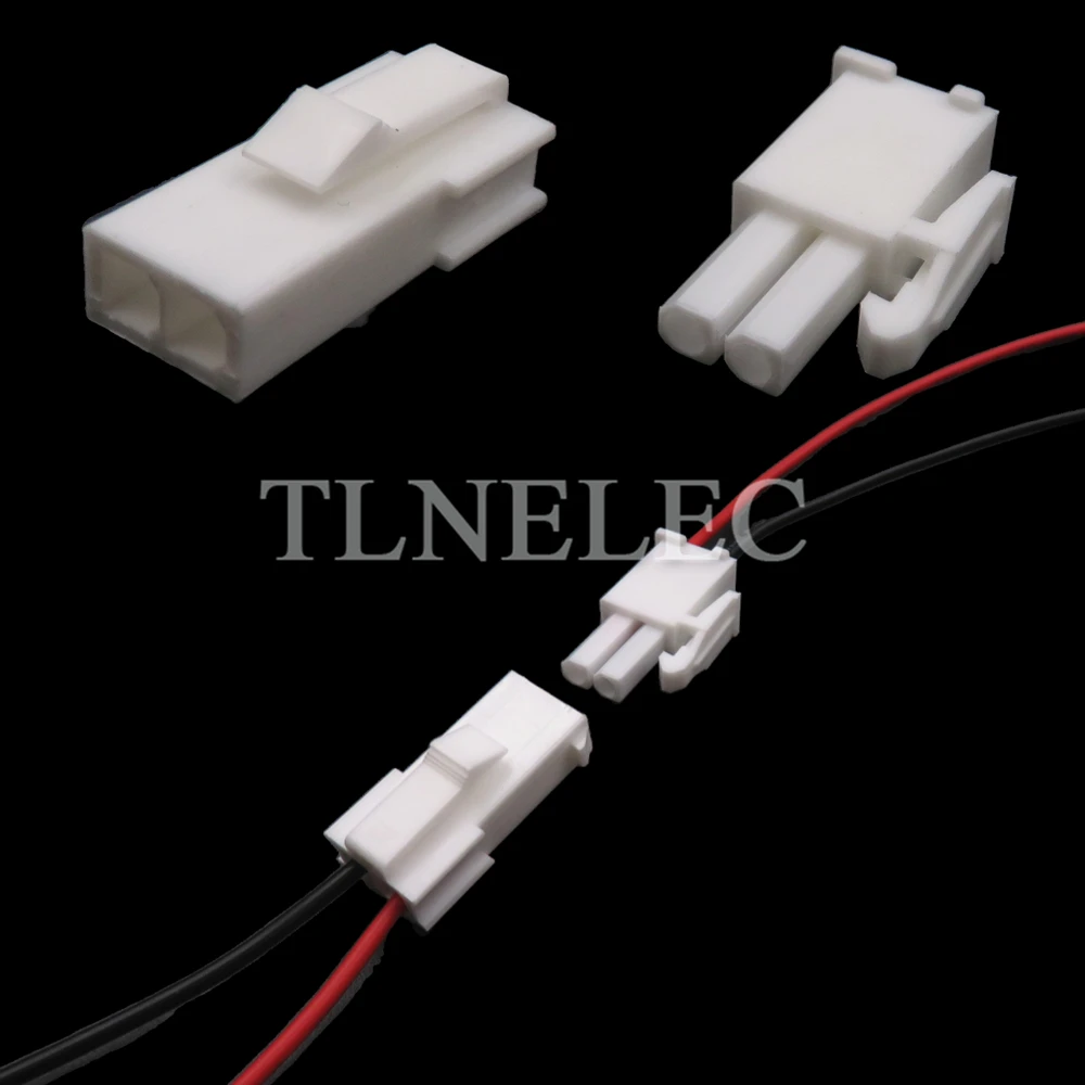 2 Pin Way Motor White Socket with Wires Auto Electrical Machine Plug 4.14mm FL Unsealed Connector Kits
