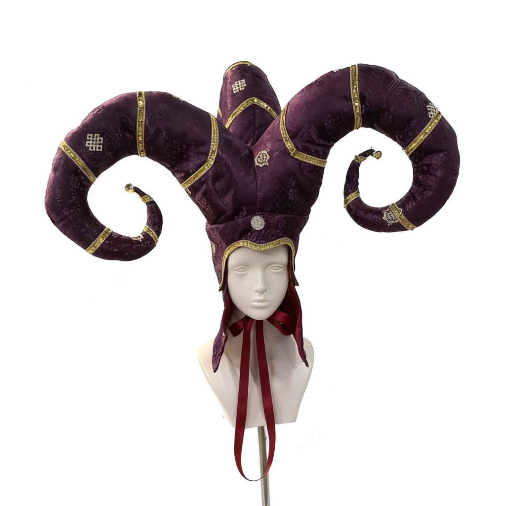 Carnival of Venice Fancy Clown Hat Handmade Big Jacquard Clown Hat Halloween Accessories view 6