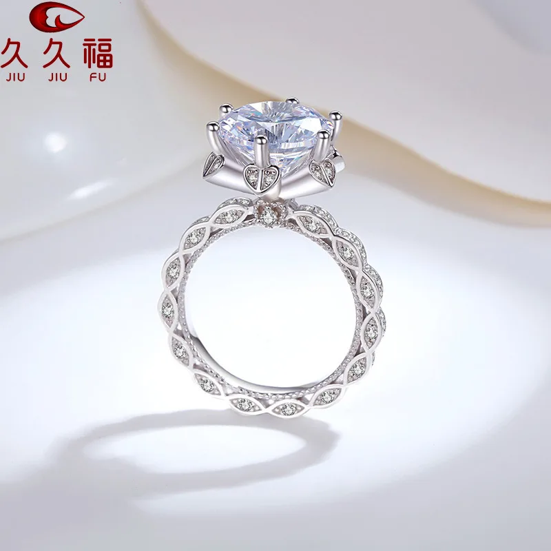 Soft Honey Snow Bud Ring for Women, PT950 Platinum with 5 Carat Moissanite, bring snug and skin-friendly wearing experience. - view 3