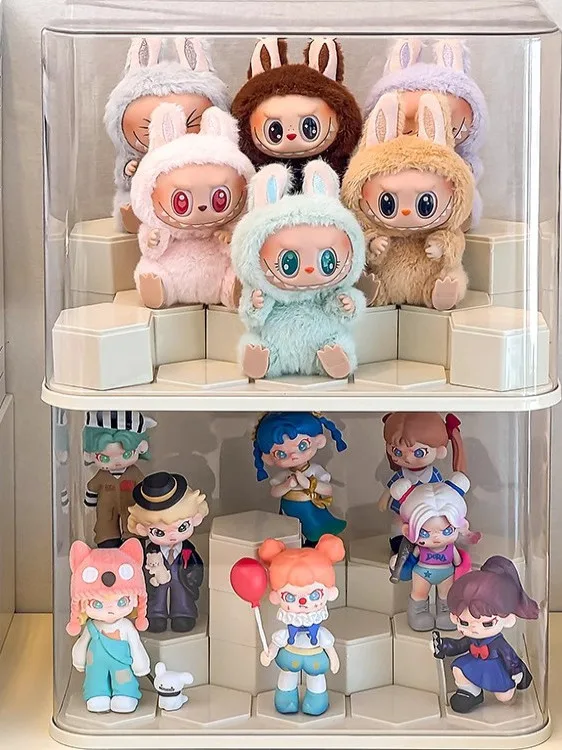 

Labubu Acrylic Display Case Dustproof Figure Storage Box Transparent Vinyl Doll owcase Rectangular aped Home Organization