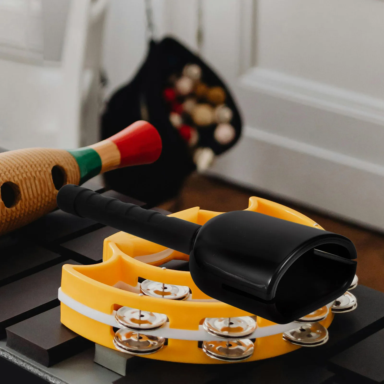 

Long Handle Handheld Cow Bell with Stick Noise Maker Drum Bells Children Cowbell Instrument for Cheering Drumstick