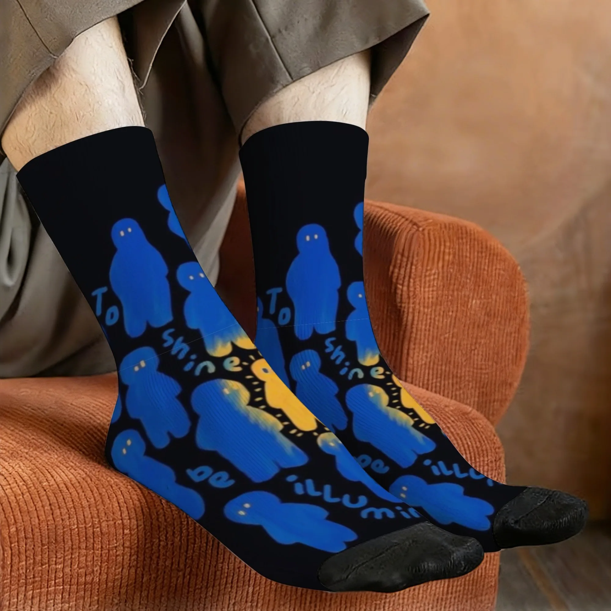 Novel and uplifting printed men's socks, comfortable, breathable, non-slip, casual socks, perfect for parties and holidays.