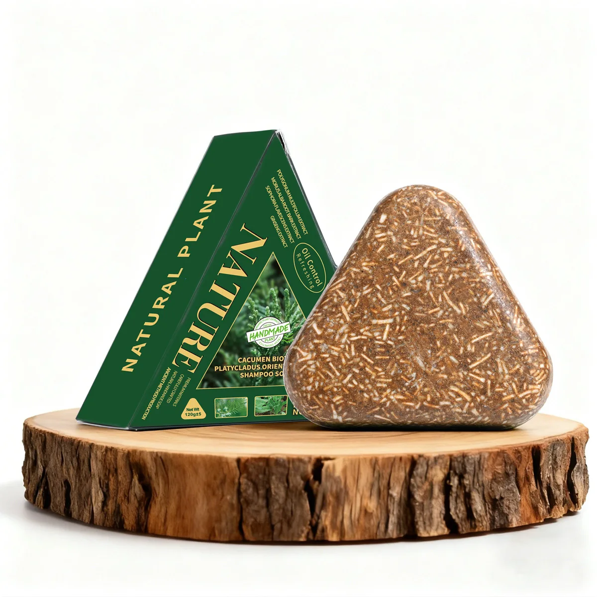 

Herbal Triangular Cypress Leaf Shampoo Usman Ginseng Hair Care Smooth and Oil Controlling Removing Shampoo Soap 120g