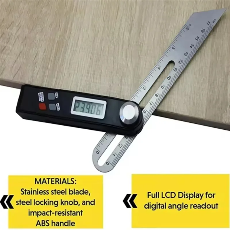 ABBP-Stainless Steel Digital Protractor Gauge 360 Degree Electronic Level Digital Angle Finder Protractor Measuring Tool