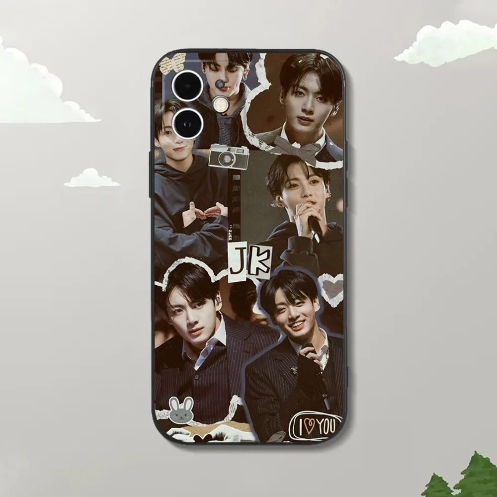 Kpop J-JungKookS-S Phone Case For iPhone15,14,13,12 Mini 11 Pro XR,X,XS,MAX 7,8 Plus Silicone Cover Soft Black