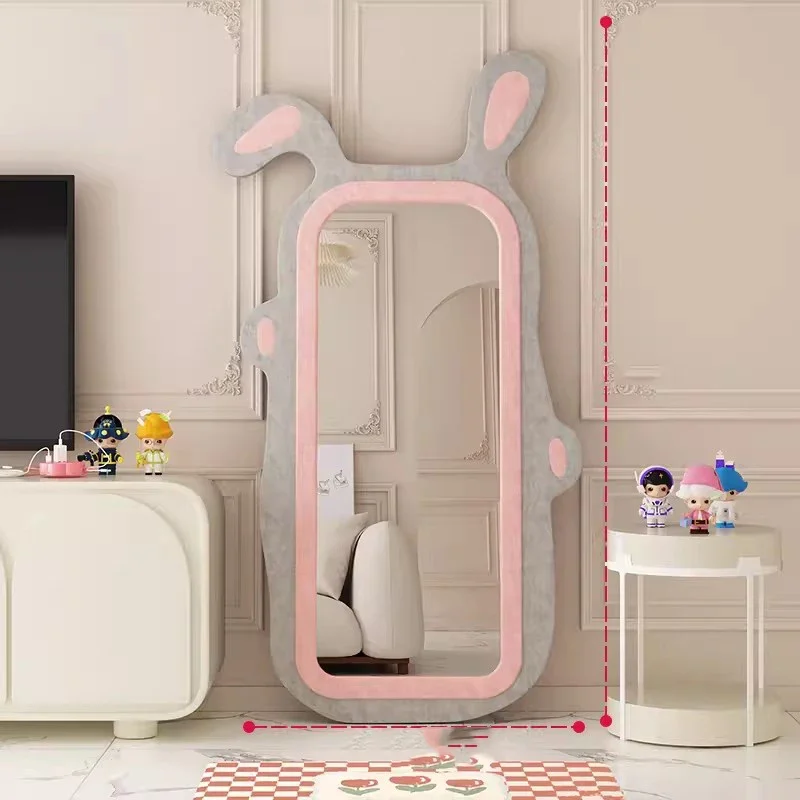 

Cute Large Mirror Wall Designer Long Girls Room Full Length Mirror Standing Rabbit Decoration Chambres Living Room Decoration