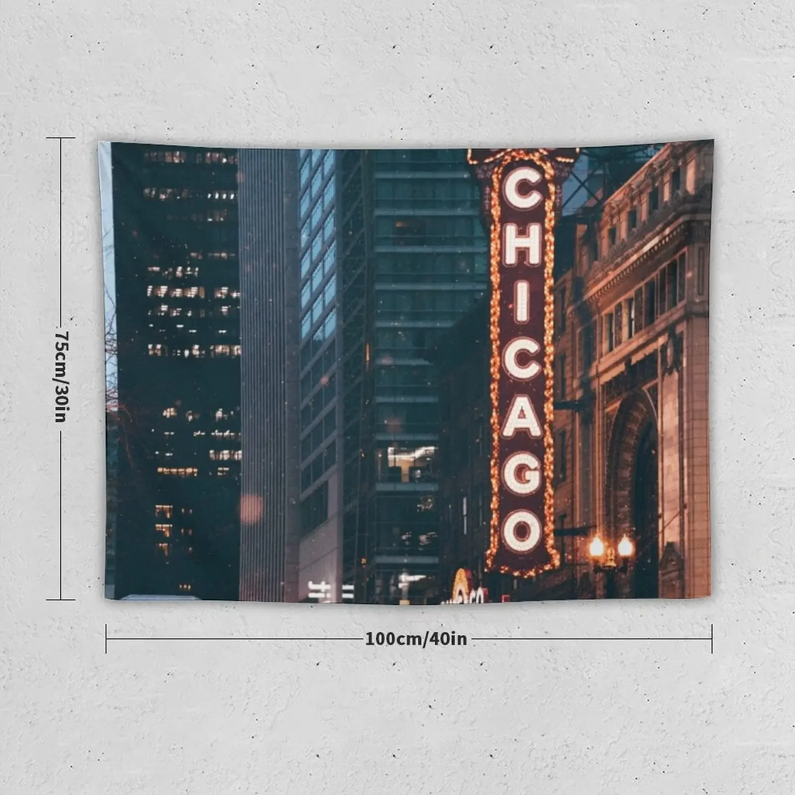 Chicago Illinois Neon Sign At Night Tapestry Cute Decor Tapete For The Wall Tapestry