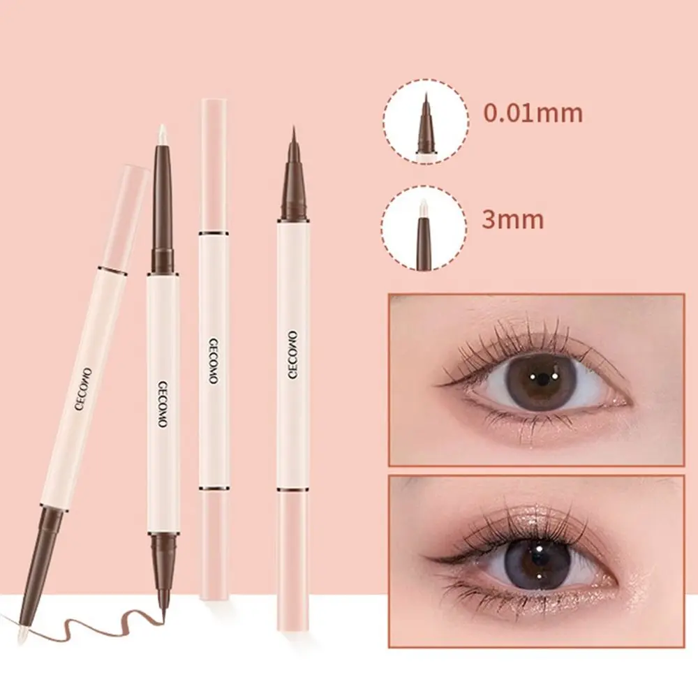 2in1 Dubbelkopige Zijderuppen Fleuren Glanzende Vloeibare Eyeliner Pen Glitter Oogschaduw Gezicht Markeerstift Op