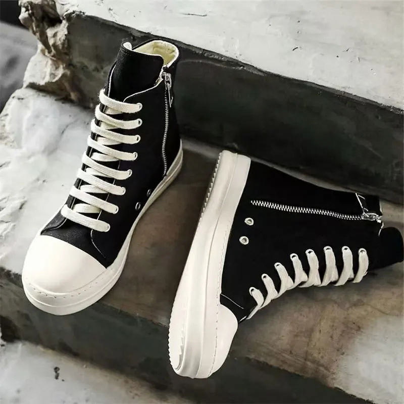 Women's Sports Shoes 2026 Autumn Dark Style Platform Sole Couple Boots Youth Trend Ultra-Weave Leather Men's High Help Sneakers image 5